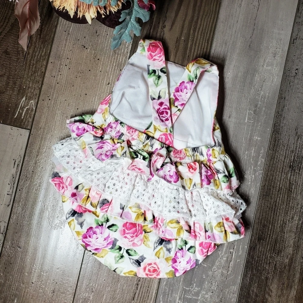 Rare Editions White, Pink, Purple Floral Lace Baby Bodysuit Bubble Romper NWOT